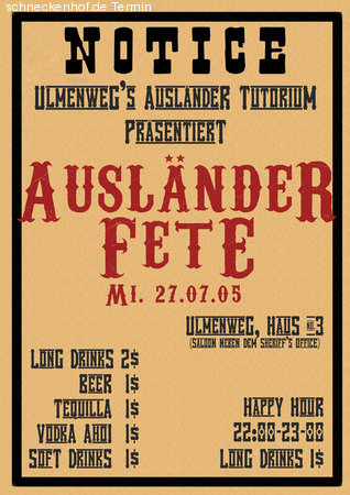 Ausländerfete Werbeplakat